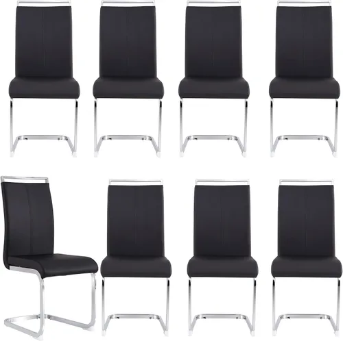 Miniatura 14 de gopop Juego de sillas de comedor, sillas modernas de metal con asiento acolchado de piel sintética, respaldo alto y patas cromadas resistentes, claro