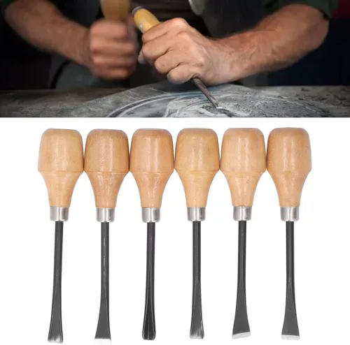 Miniatura 3 de Juego de herramientas de tallado a mano, juego de cinceles para tallar madera, juego de cinceles para tallar madera, herramientas manuales, mango