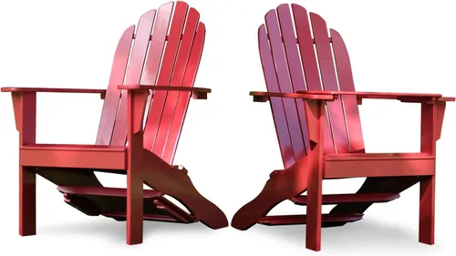 Miniatura 8 de Cambridge Casual Silla Adirondack Magnolia de madera maciza de 2 piezas con mesa de bandeja, color negro