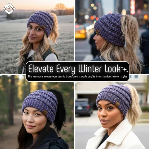 Miniatura 6 de Funky Junque - Gorro para mujer con ranura para cola de caballo