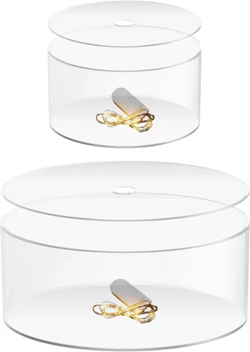Miniatura 8 de Choowin 2 soportes acrílicos para tartas con tapa, soporte flotante transparente para tartas, soporte redondo para tartas, soporte redondo