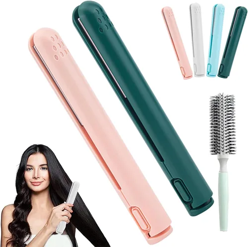 Miniatura 14 de Mini rizador de doble propósito, mini alisador de pelo y rizador 2 en 1, fuente de alimentación USB, rizador de viaje, alisador de pelo portátil