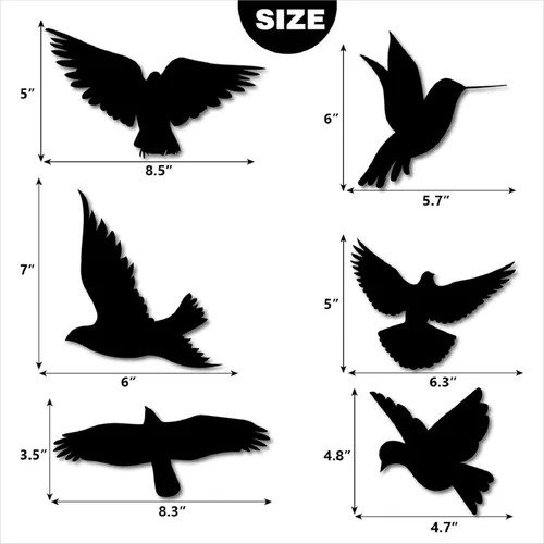 Miniatura 5 de Adhesivos para ventanas con forma de pájaro negro grande anticolisión, evita golpes de pájaros, salva, protege a los pájaros, calcomanías de ventana
