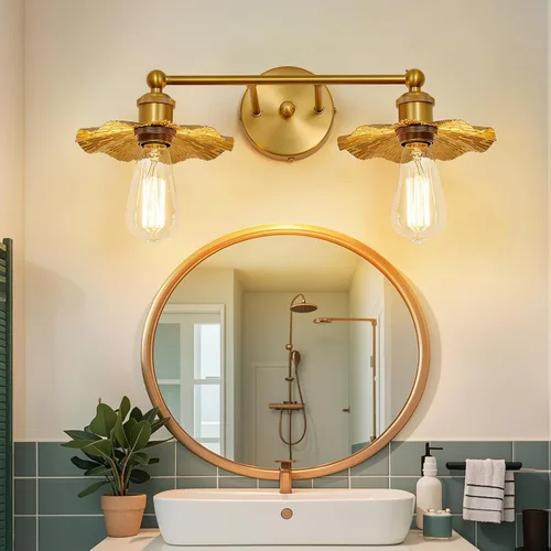 Miniatura 7 de ZGLAOJT 2 Luces Vintage para Tocador Doradas Accesorios de Iluminación para Baño Sobre Espejo.