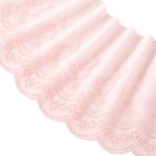 Miniatura 12 de PAGOW Ribete de encaje de algodón con ojales de 5 yardas, ribete de encaje floral de algodón blanco, encajes festoneados bordados para coser Estilo1