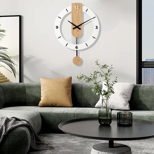 Miniatura 2 de Ergocar Reloj oscilante de madera, reloj colgante de madera con números romanos, adecuado para sala de estar, cocina, dormitorio, oficina