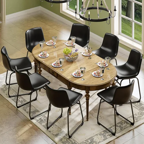 Miniatura 12 de YaFiti - Juego de 2 sillas de comedor de 18 pulgadas, sillas modernas tapizadas para comedor con cojines de piel sintética y patas de metal, silla