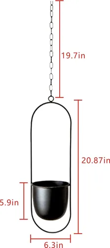 Miniatura 6 de RISEON Colgador bohemio de metal negro para plantas, maceta colgante de pared y techo de metal, maceta moderna, soporte para macetas de mediados