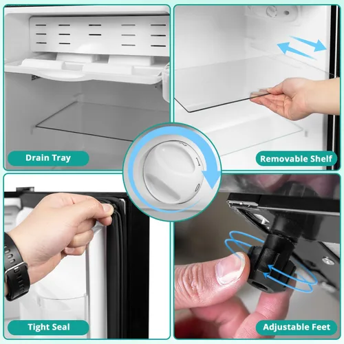 Miniatura 5 de SMETA Mini refrigerador de 3.2 pies cúbicos, refrigerador pequeño de una sola puerta para dormitorio, oficina, dormitorio, apartamento, refrigerador