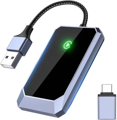 Adaptador CarPlay Inalámbrico, Convierte de Cableado a Adaptador CarPlay Inalámbrico para iPhone, Control Inalámbrico Plug & Play CarPlay para Autos
