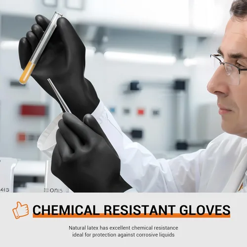 Miniatura 3 de ThxToms Guantes de Látex de Servicio Pesado, Guantes Largos de Goma, Guantes Resistentes a Químicos, Resistentes a Perforaciones, Resistentes a 56 cm