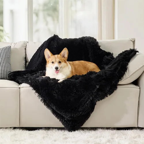 Miniatura 14 de Bedsure Mantas para perros grandes, manta impermeable mullida para perro para protector de sofá y cama, lavable, manta mullida de piel sintética Gris