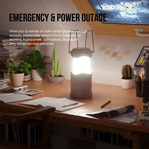 Miniatura 2 de Lichamp Linterna LED para campamento, paquete de 4 linternas alimentadas por batería para cortes de energía, luz colgante plegable portátil esencial