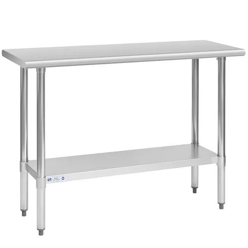 Miniatura 10 de Mesa de acero inoxidable para preparación y trabajo, con ruedas giratorias, mesa resistente, comercial NSF, con estante inferior y protector