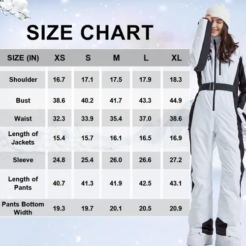 Miniatura 6 de HOTIAN Trajes de esquí de una pieza para mujer, overol ajustado, impermeable, para invierno, al aire libre, snowboard, nieve