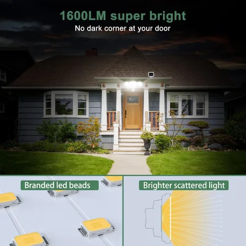 Miniatura 3 de GLORIOUS-LITE - Luz de seguridad solar para exteriores, luz LED solar de 1600LM con sensor de movimiento y 3 cabezales ajustables, 5500K