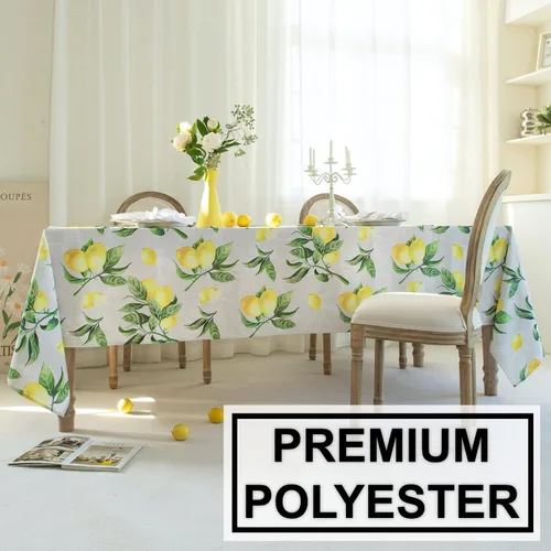Miniatura 4 de Mantel rectangular con estampado de limones de 60 x 84 pulgadas, mantel rectangular impermeable con estampado de limonada amarilla, mantel lavable
