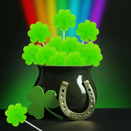 Miniatura 4 de Día de San Patricio 25 paletas de trébol verde, chupones de dulces de trébol, recuerdo de fiesta, envueltas individualmente (paquete de 25) sabor