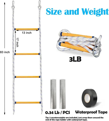 Miniatura 2 de Escalera para lancha inflable, kayak, lancha motora, escalera de cuerda para lancha, capacidad de carga de 400 libras, 4 escalones Blanco