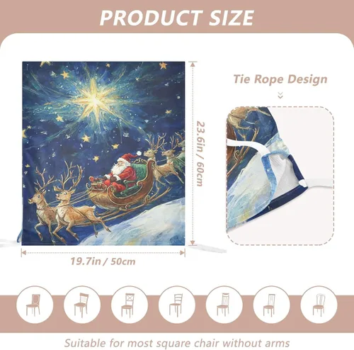 Miniatura 3 de Cartoon Merry Christmas Eve Decorative Chairs Slipcovers for Home Dining Room Decor Washable Dining Room Chair Seat Cover protectores para sillas