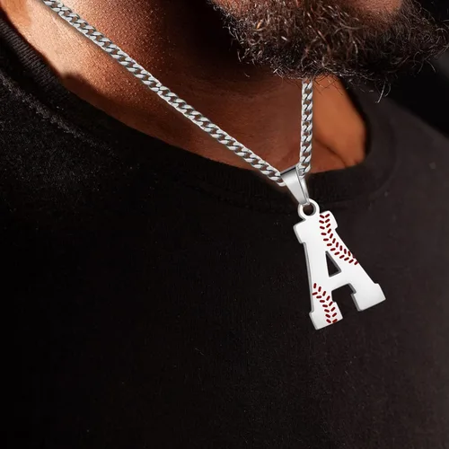 Miniatura 3 de Juego de regalos de béisbol, collar de fútbol con letras A-Z para hombres, calcetines de béisbol y pulseras de béisbol para amantes del béisbol