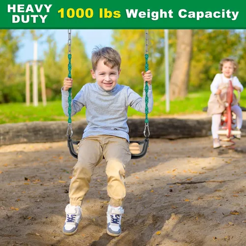 Miniatura 4 de SELEWARE 2 cadenas de columpio resistentes de 85 pulgadas, cadenas colgantes de acero inoxidable de capacidad de 1000 libras con 4 mosquetones, kit