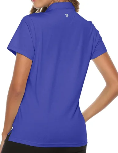 Miniatura 3 de TBMPOY Polo de golf de manga corta para mujer, ligera, absorbe la humedad, cuello de secado rápido, 4 botones