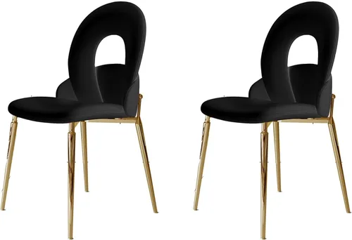 Miniatura 8 de Kitchen Dining Chairs with Genuine Leather,Dining Room Chairs with Metal Legs,Living Room Chair Curved Backrest,Kitchens Chair for Living, Negro
