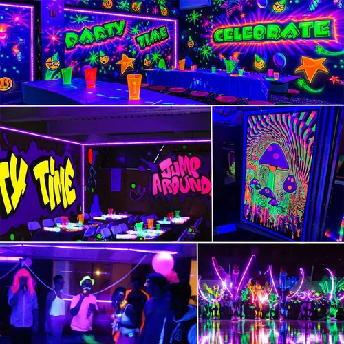 Miniatura 5 de Ontesik Tira de Luz Negra, 40ft/12m Luz UV Negra Flexible con kit LED, 720 Cuentas de Lámpara, Luz UV de 12V, Danza Interior, Decoración