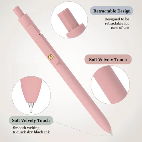 Miniatura 7 de FIOVER 12 unidades de bolígrafos de gel, bolígrafo de escritura suave de punta media de 0.7 mm, tinta de gel negra para diario, suministros
