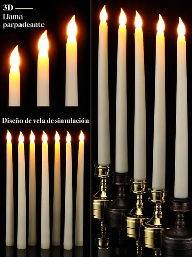 Miniatura 3 de Treela 36 Piezas Velas Cónicas Sin Llama de 11 Pulgadas Parpadeantes Falsas LED a Batería Eléctricas Velas Falsas para Navidad Halloween Cumpleaños