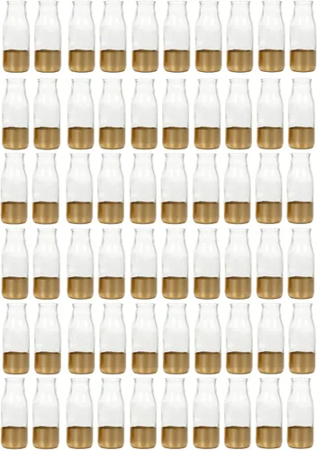 Miniatura 10 de Hosley Juego de 12 jarrones pequeños de cristal dorado de 5.5 pulgadas a granel para tallos individuales, decoración de centro de mesa para bodas