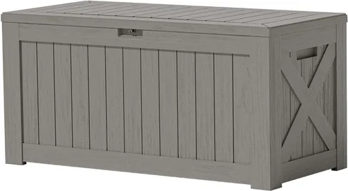 Miniatura 26 de Patiowell Caja de resina de 30 galones, caja de almacenamiento al aire libre para muebles de patio, entregas, suministros de piscina, impermeable