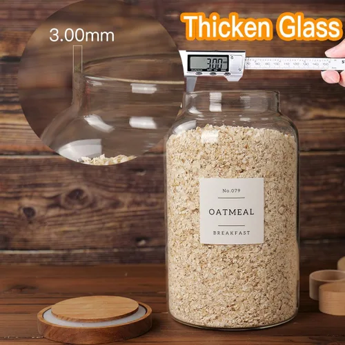 Miniatura 3 de CZSZYGHBAO 2 piezas de tarro grande de vidrio con tapa hermética, tarros de vidrio para almacenamiento de alimentos para té, especias, cereal, 94.7