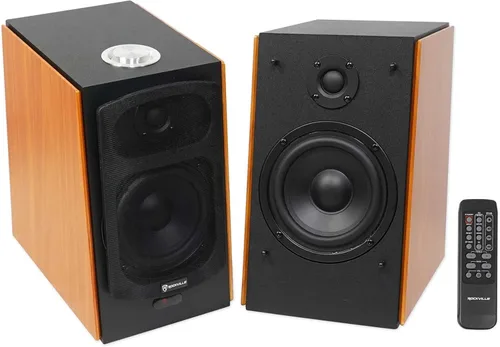Rockville Sistema de altavoz del monitor de Bluetooth de los altavoces accionados par HD5 de la estantería 5 pulgadas