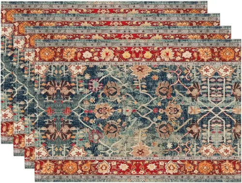 Miniatura 14 de Artoid Mode Juego de 4 manteles individuales estilo boho de plata, 30x46 cm rústicos de estilo granja para decoración mágica de mesa de otoño