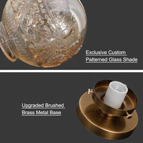 Miniatura 8 de Daunton Lámpara de Techo Semiempotrada, Accesorio de Iluminación de Techo de Cocina Vintage Dorado, Luz de Techo Cercana con Globo de Cristal Ámbar