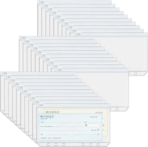 Miniatura 10 de Antner 20 piezas de bolsillos para carpeta A5 con 6 agujeros, insertos para planificador de presupuesto, sobres para rellenar con efectivo