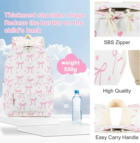Miniatura 13 de LOIDOU Mochila para adolescentes y niñas, mochila escolar con lonchera y estuche para lápices, juego de bolsas escolares 3 en 1