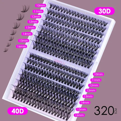 Miniatura 2 de Extensiones de Pestañas 320 Piezas, Pestañas Individuales en Racimo Natural, Extensiones de Pestañas DIY, Extensiones de Pestañas en Racimo, 320