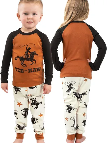 Miniatura 3 de Lazy One Conjuntos de pijama cálidos de manga larga para niñas y niños, divertidos conjuntos de pijama para niños, acogedores, cómodos