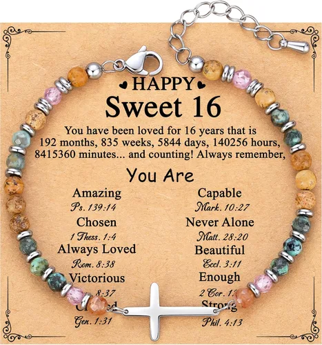 Miniatura 19 de TONY & SANDY Pulsera de cruz cristiana para mujer, regalo de San Valentín para ella, regalo de confirmación de bautismo, Pascua, regalo único