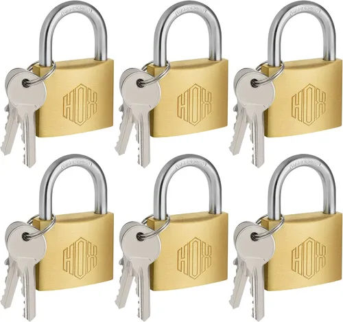 Miniatura 8 de HOX Paquete de 2 candados con llave, impermeable y a prueba de óxido, cerradura de latón macizo con cuerpo de 1-1/4 pulgadas de ancho, candado