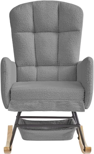 Miniatura 4 de oaaktu Mecedora tapizada para guardería, con respaldo alto para salas de estar, dormitorios, oficinas (22 gris)