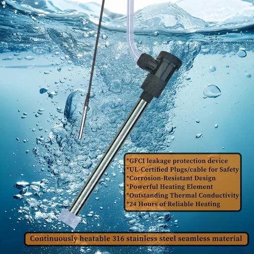 Miniatura 2 de Calentador de agua sumergible de 2000 W, calentador de agua eléctrico portátil para piscina y bañera de hidromasaje con termostato y enchufe GFCI