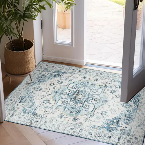 Miniatura 86 de jinchan Alfombra de Área 2x3 pies Alfombra Vintage de Entrada Lavable Bohemia Tapete Interior para Puerta Medallón Floral Tapete Pequeño para Puerta