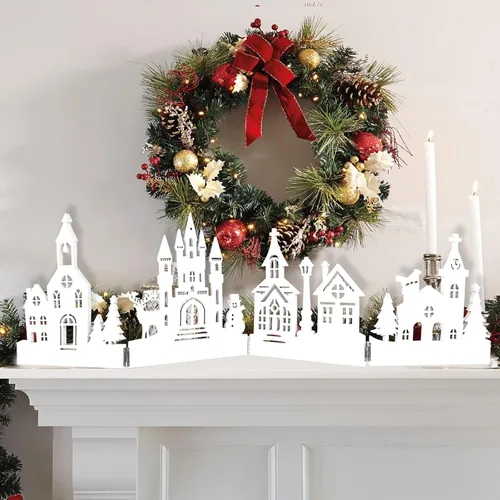 Miniatura 7 de Juego de centros de mesa de Navidad para mesas, decoración de mesa de iglesia plegable, decoración rústica de Navidad para el hogar, decoración