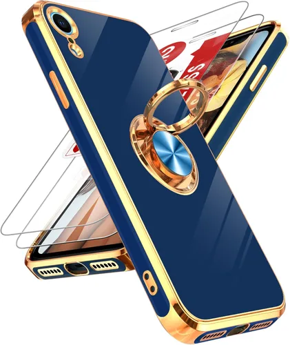 Miniatura 98 de LeYi Funda para Samsung Galaxy S22 Ultra con soporte de anillo giratorio de 360°, soporte magnético, chapado en oro rosa, borde protector para Negro