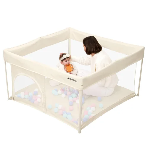 Corralito plegable para bebés de 50 x 50 pulgadas, listo para usar fuera de la caja, para bebés y niños pequeños, patio de juegos portátil con malla