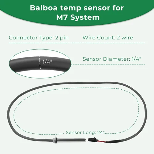 Miniatura 2 de Piezas de repuesto de spa para sistema Balboa Sensor M7 con cable de 24 pulgadas/límite alto, 1/4 pulgadas de diámetro, 2 pines - 1 paquete